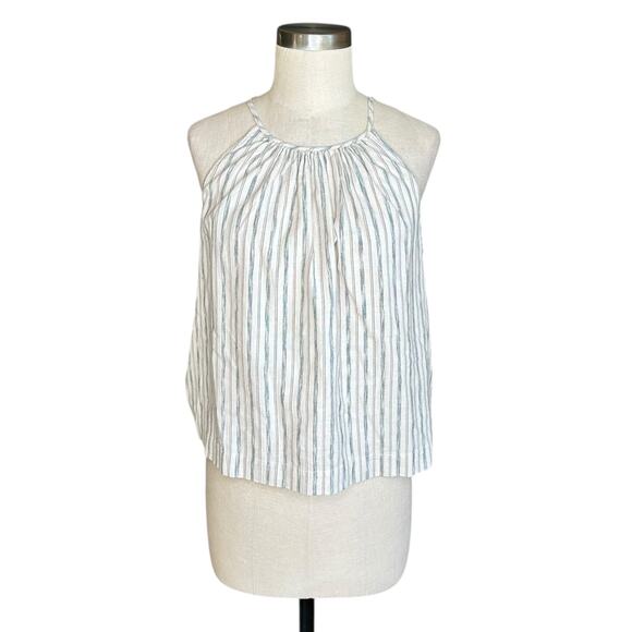 MADEWELL Striped Cutaway Tank Top Women's Size Large Cream Neutral Preppy - Picture 1 of 6